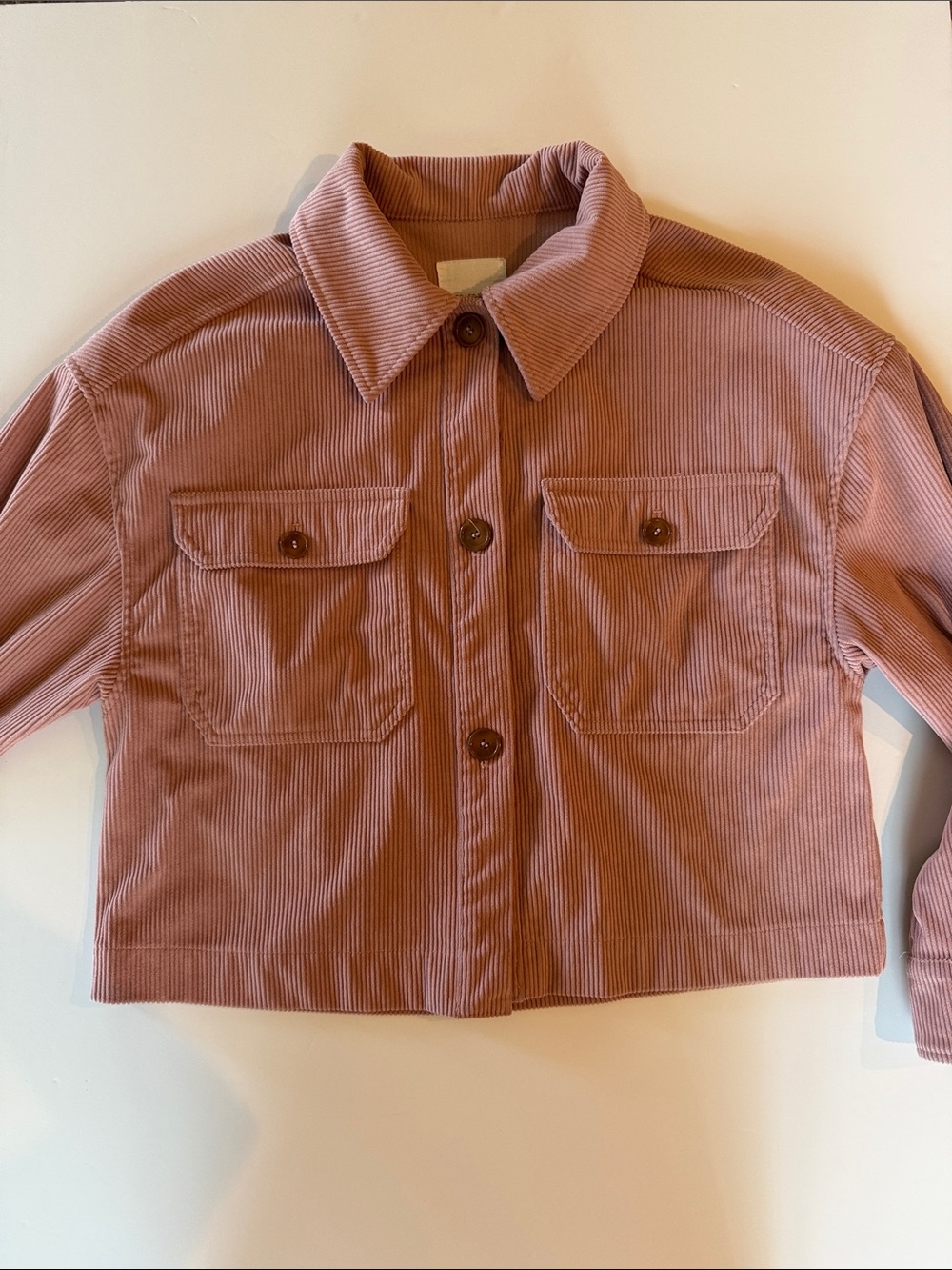 Avec Les Filles Cropped Corduroy Shacket Dusty Rose Pink Size Medium - Picture 9 of 13